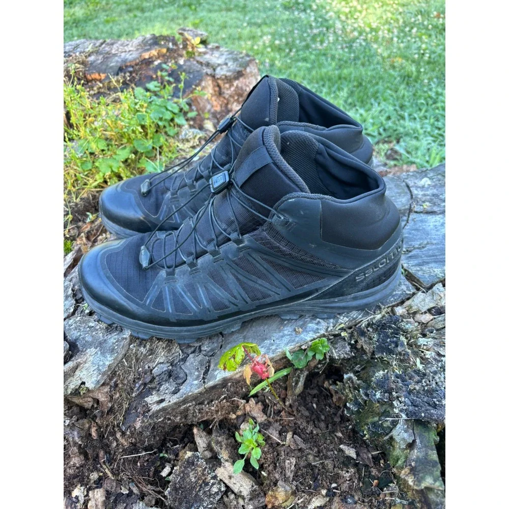 Salomon XA Forces Mid Black Tactical Boots Mens 12 394724 Hiking Combat Shoes
